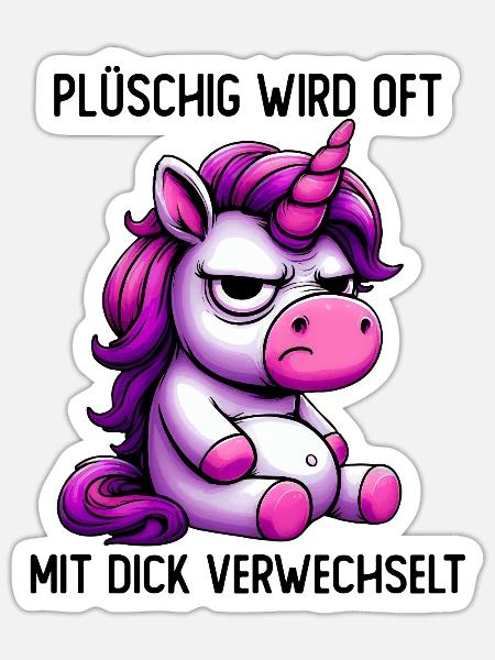 Plüschig Wird Oft Mit Dick Verwechselt - Sticker Größe S (10 x 10 cm) - Mattweiß