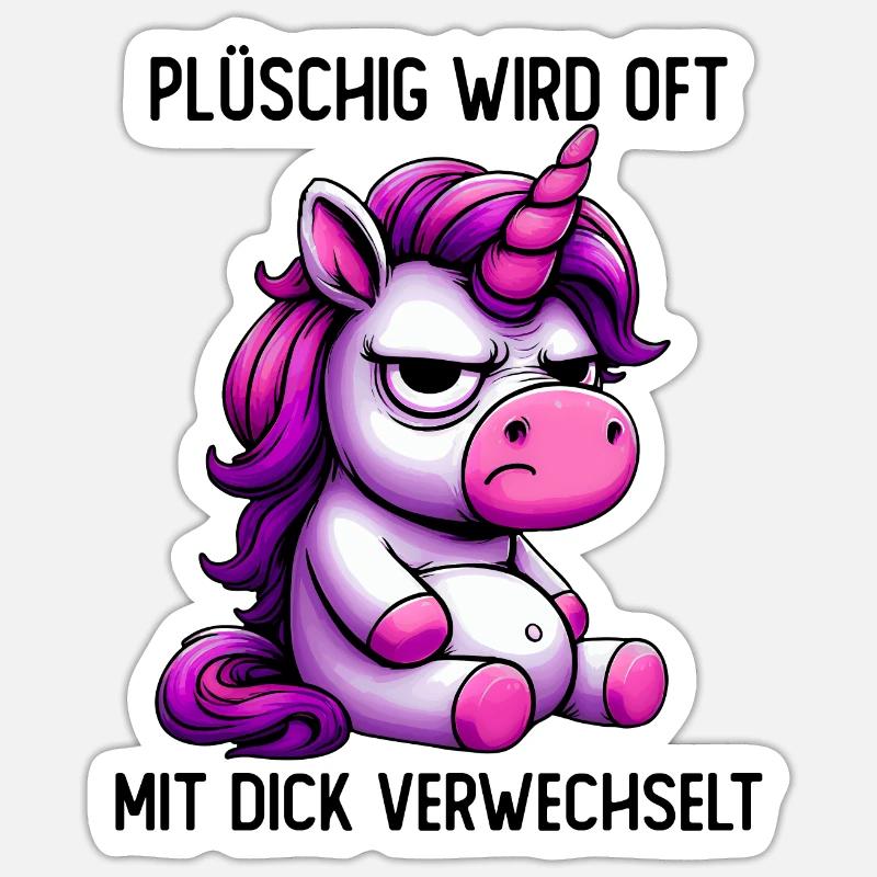 Plüschig Wird Oft Mit Dick Verwechselt - Sticker Größe S (10 x 10 cm) - Mattweiß