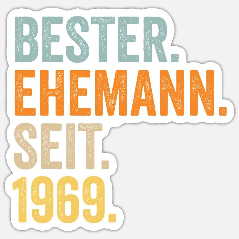 Valentinstag Bester Ehemann Seit 1969 Sticker Größe S (10 x 10 cm)