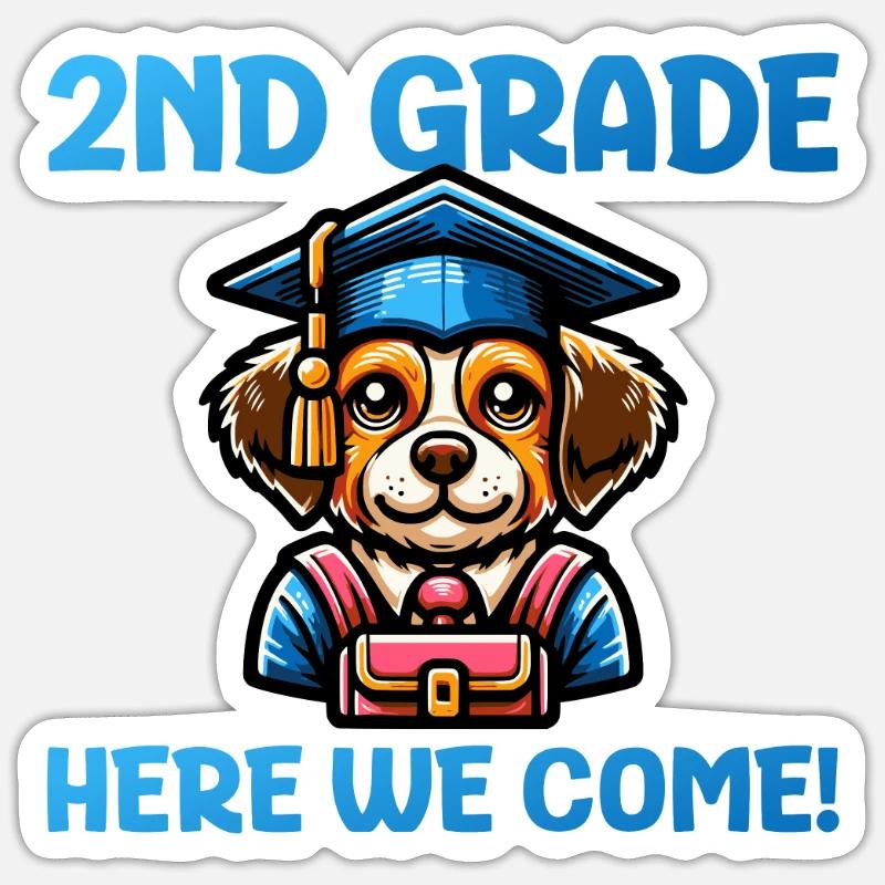2nd Grade Here We Come Sticker size S (10 x 10 cm)