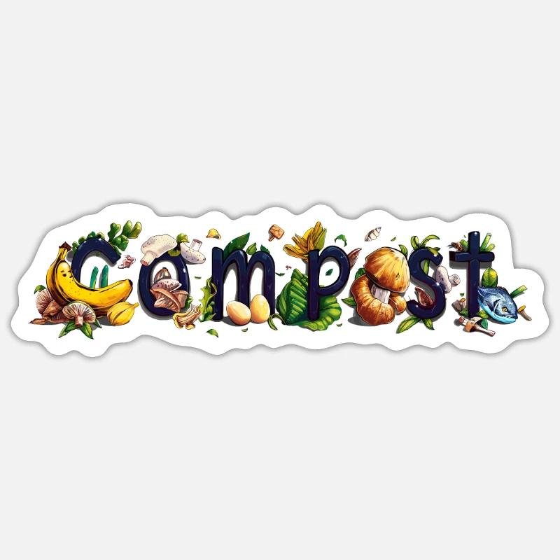 Permakultur Lebensmittel Compost Sticker Größe S (10 x 10 cm)