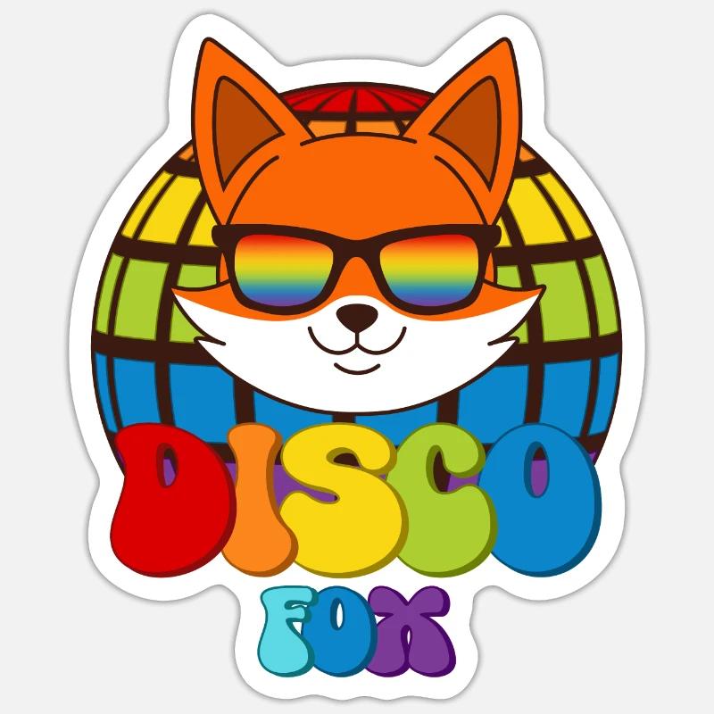Disco Fox Disco Ball Fox Sunglasses Discofox Sticker size S (10 x 10 cm)
