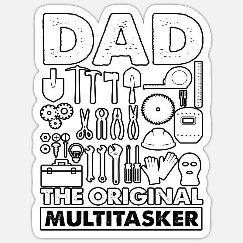 Papa, der ursprüngliche Multitasker - Sticker Größe S (10 x 10 cm) - Mattweiß