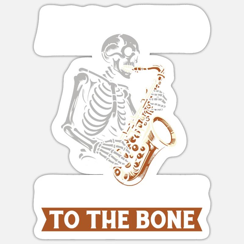 Saxophone Saxophone Skeleton - Sticker size S (10 x 10 cm) - white matte