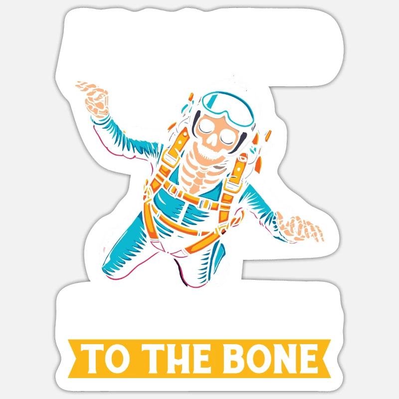 Parachutist Skydiving Skeleton - Sticker size S (10 x 10 cm) - white matte