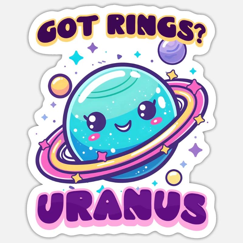 Uranus hat Ringe? Uranus hat welche! - Sticker Größe S (10 x 10 cm) - Mattweiß