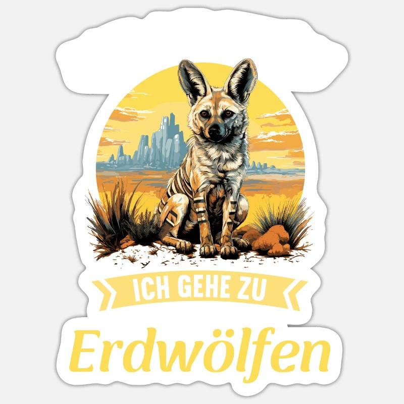 Erdwölfe Erdwolf - Sticker Größe S (10 x 10 cm) - Mattweiß