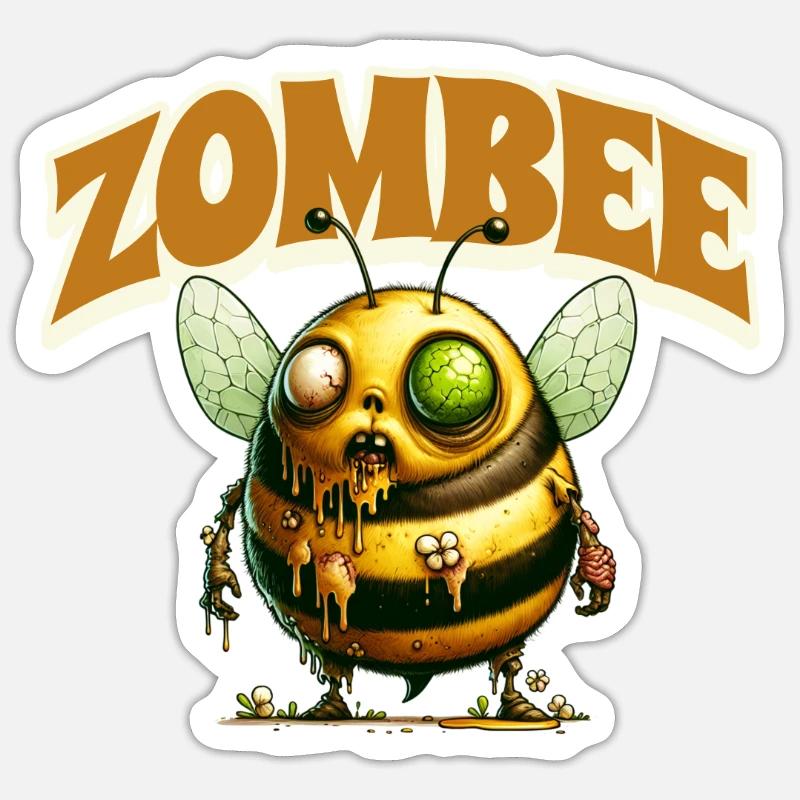 Zombie Bee Zombee - Sticker size S (10 x 10 cm) - white matte