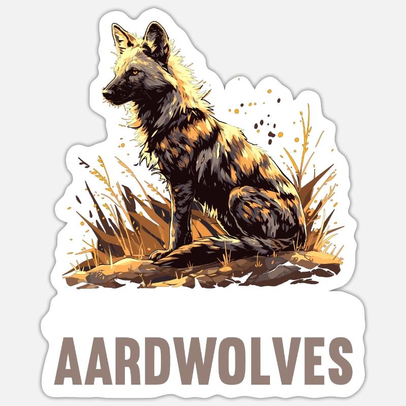 Loups d’Aardwolf - Sticker taille S (10 x 10 cm) - blanc mat