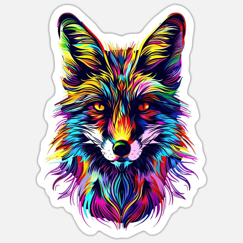 Fox Pop Art Colorful Fox Lover Red Fox Foxes Sticker size S (10 x 10 cm)