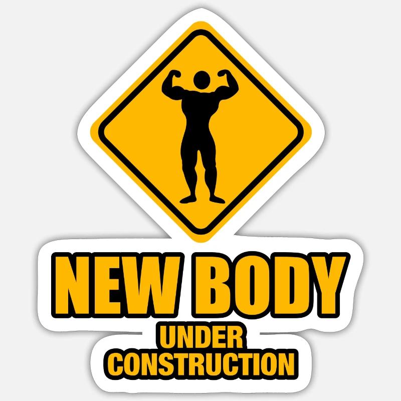 new body under construction - Sticker Größe S (10 x 10 cm) - Mattweiß