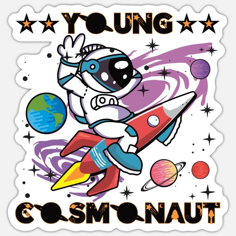 Junger Kosmonaut - Sticker Größe S (10 x 10 cm) - Mattweiß