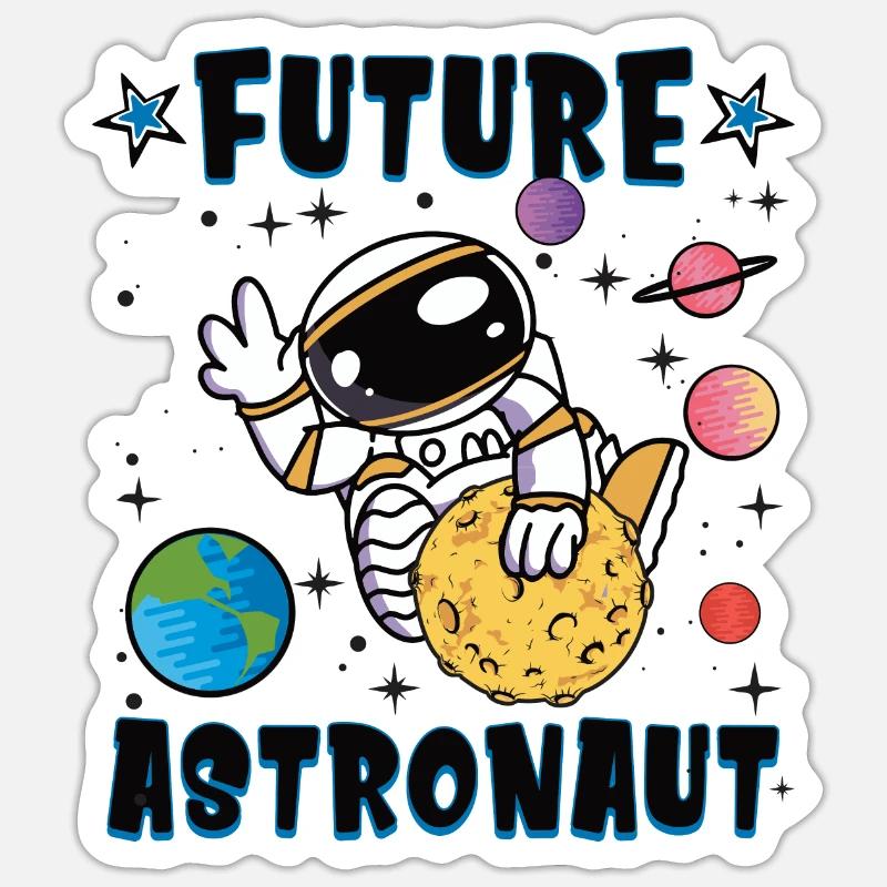 Futur astronaute - Sticker taille S (10 x 10 cm) - blanc mat