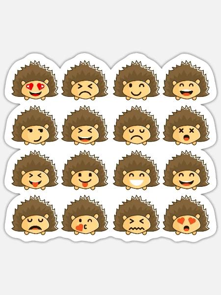 Igel Different Emotion Cooles Shirt - Lustig - Sticker Größe S (10 x 10 cm) - Mattweiß