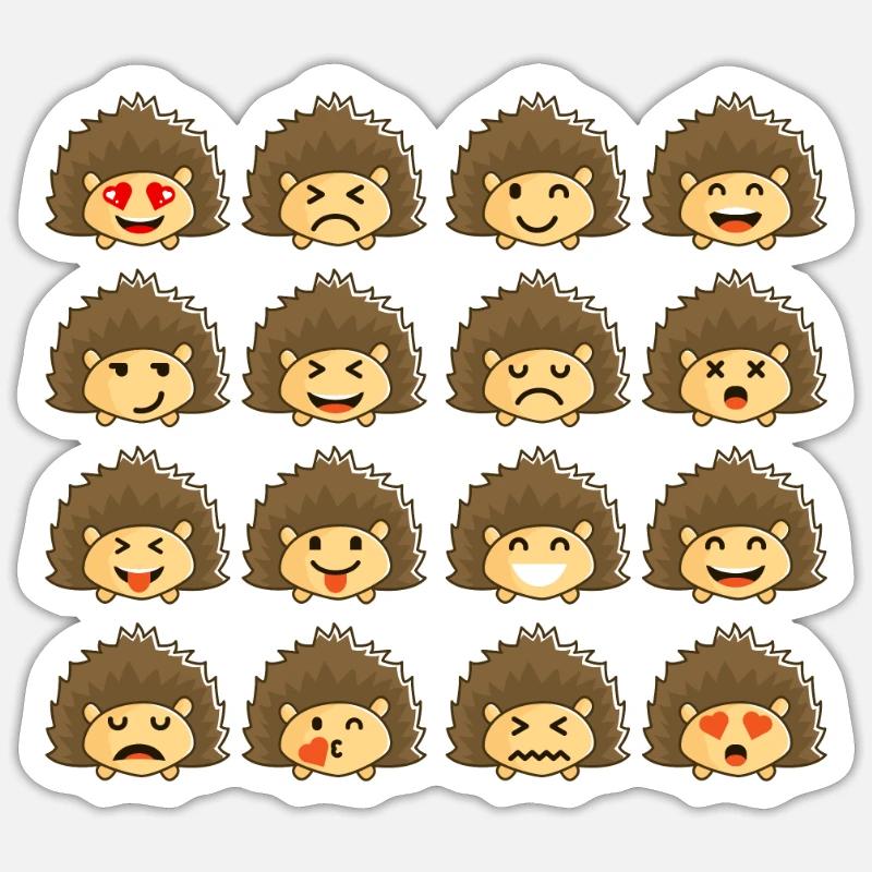 Hérisson Émotion Différente Cool Chemise - Drôle Sticker taille S (10 x 10 cm)