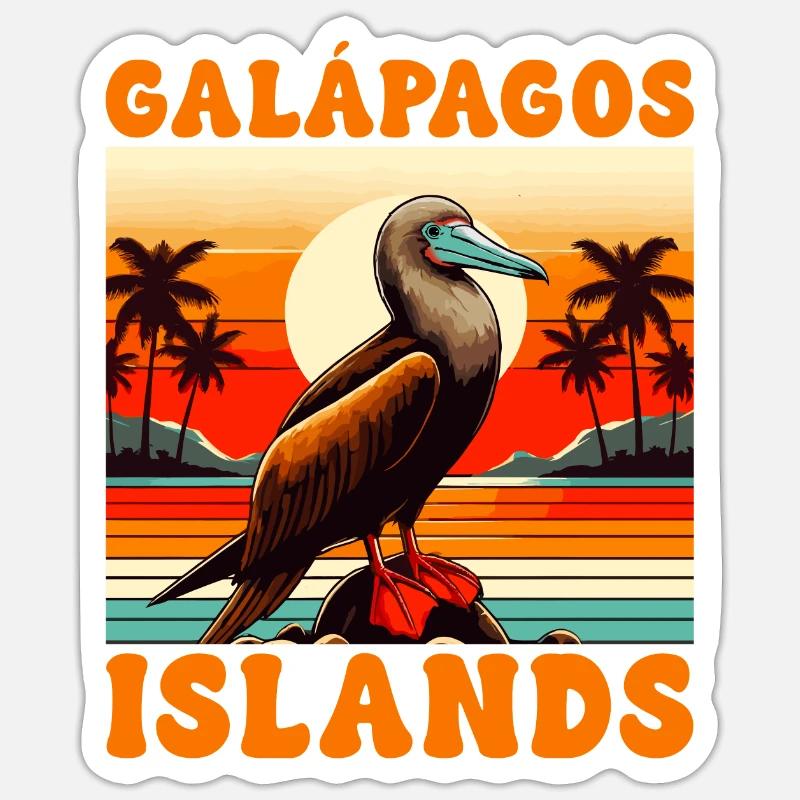 Îles Galapagos - Sticker taille S (10 x 10 cm) - blanc mat