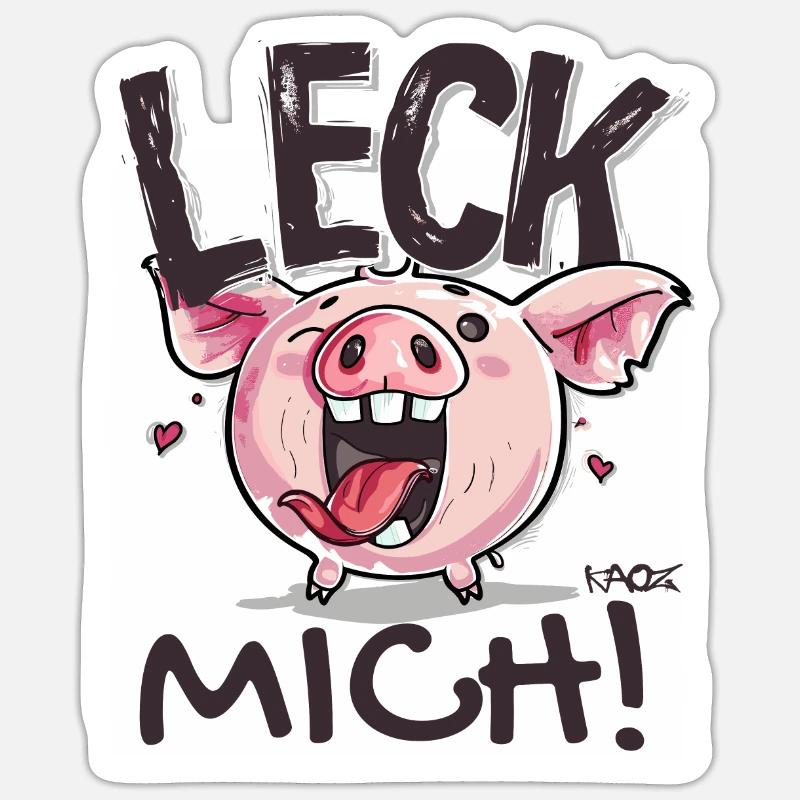 Petit cochon coquin : Lèche-moi - Sticker taille S (10 x 10 cm) - blanc mat