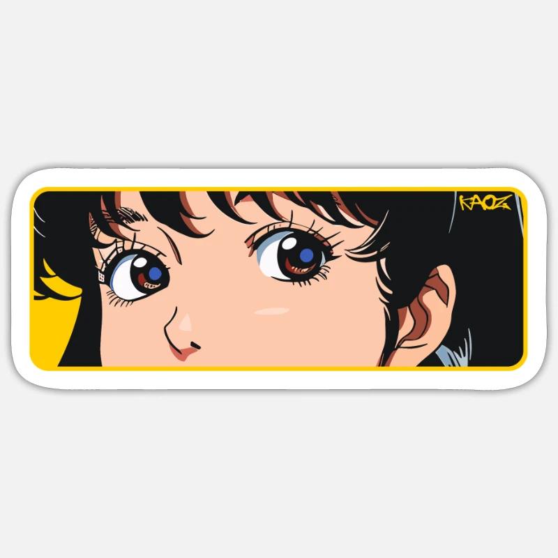 Fille d’anime rêveuse - Sticker taille S (10 x 10 cm) - blanc mat