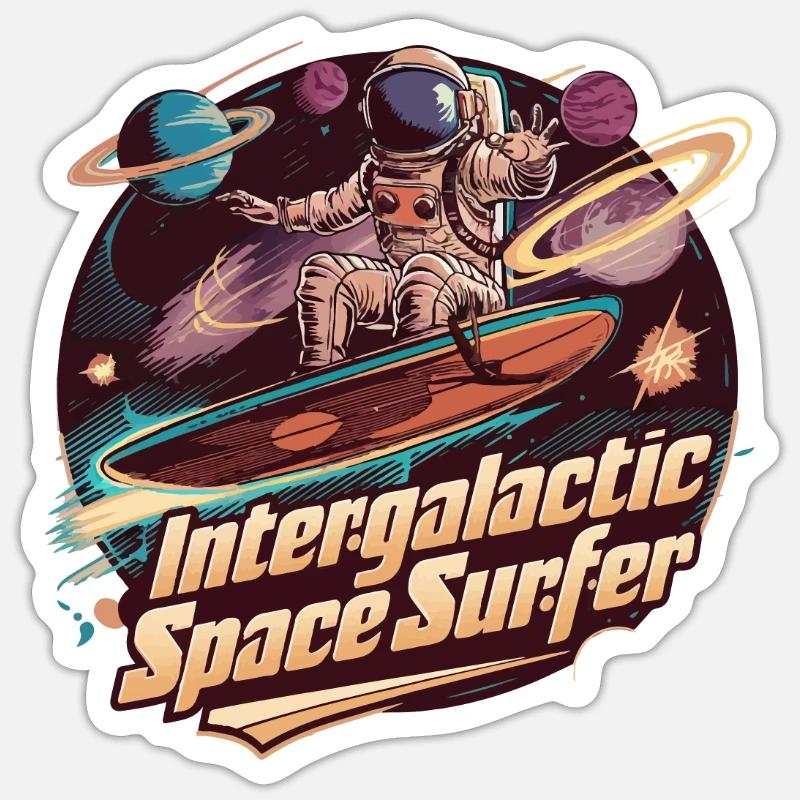 INTERGALACTIC SPACE SURFER - Sticker size S (10 x 10 cm) - white matte