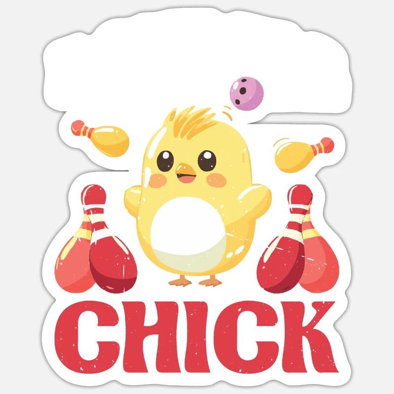 Quilles Chick 21 - Sticker taille S (10 x 10 cm) - blanc mat