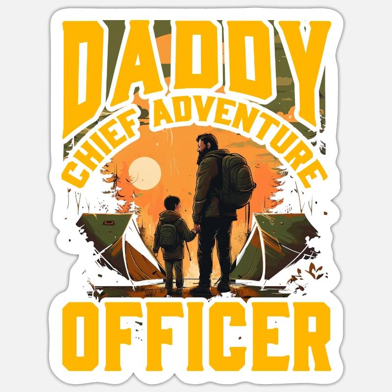 Papa Chef de l’aventure - Sticker taille S (10 x 10 cm) - blanc mat