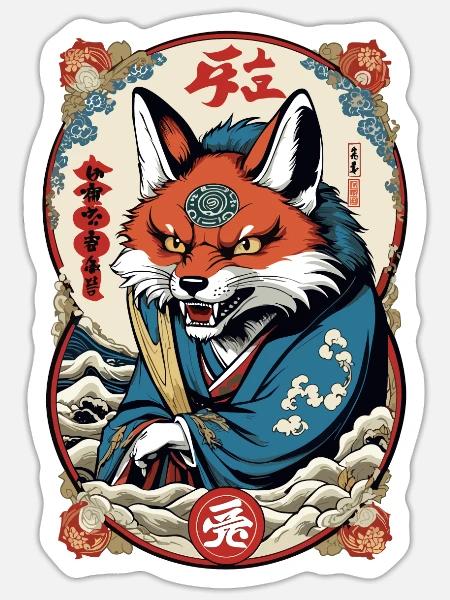 Japanische Kitsune Maske Anime Kawaii Fuchsgeist - Sticker Größe S (10 x 10 cm) - Mattweiß