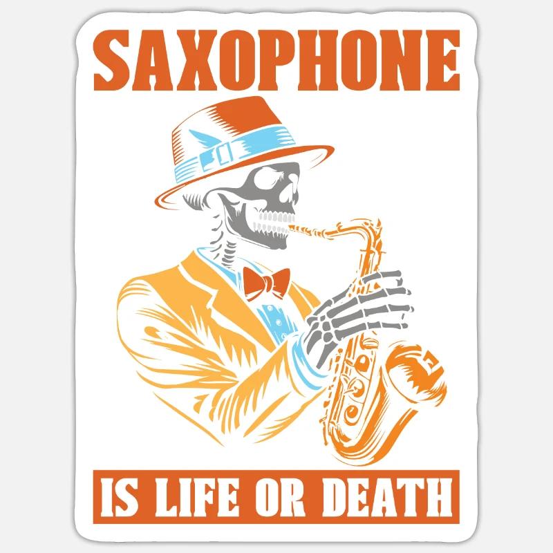 Saxophone Saxophone Skeleton - Sticker size S (10 x 10 cm) - white matte