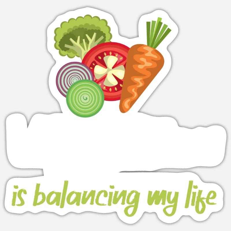 Végétarien Équilibrer ma vie - Sticker taille S (10 x 10 cm) - blanc mat