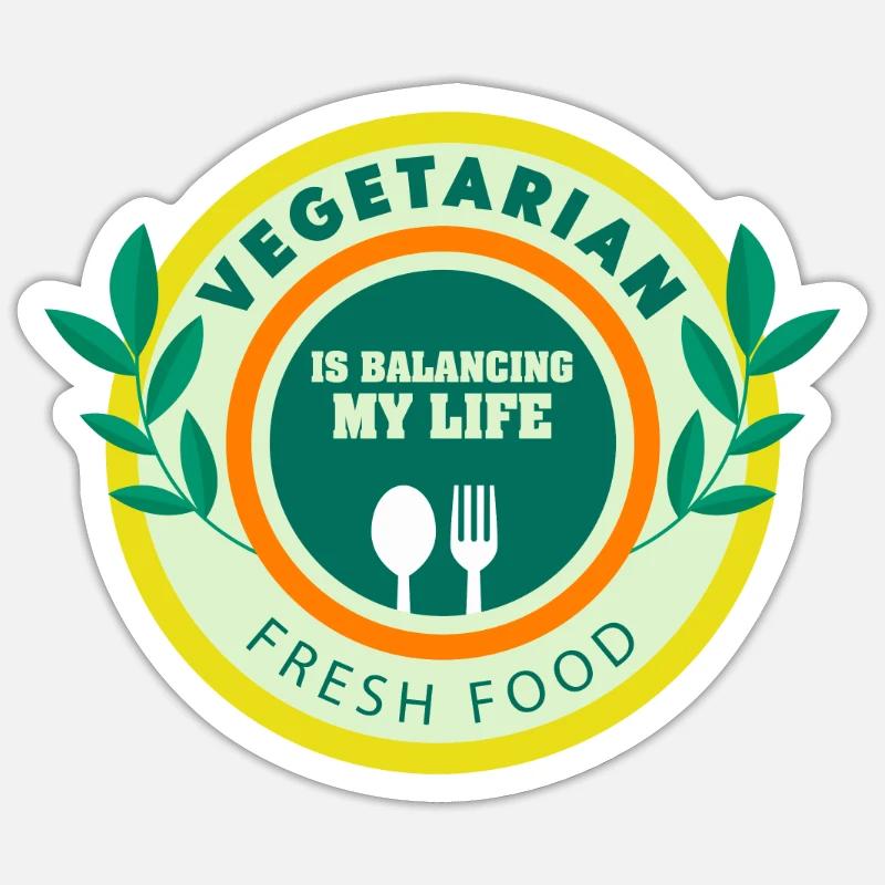 Végétarien Équilibrer ma vie - Sticker taille S (10 x 10 cm) - blanc mat