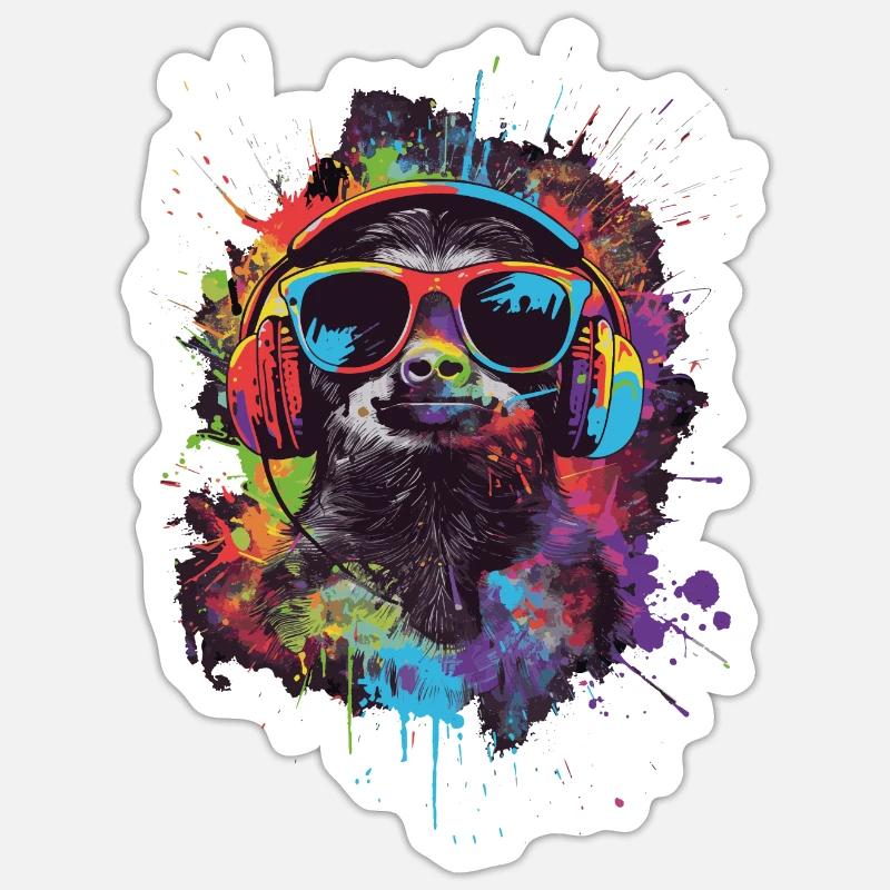 Faultier - Sticker Größe S (10 x 10 cm) - Mattweiß