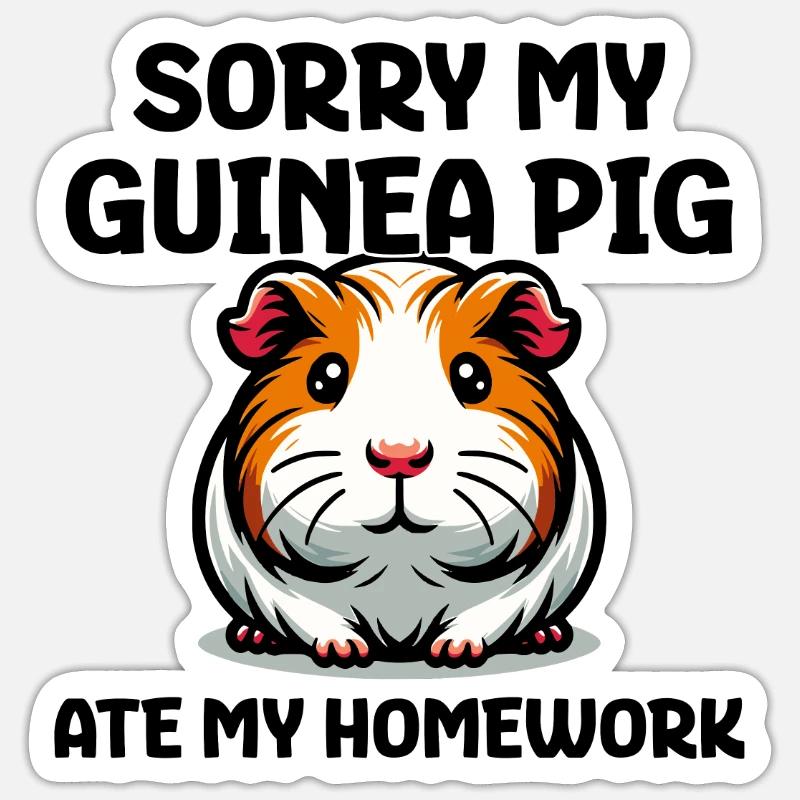 Désolé, mon cochon d’Inde a mangé mes devoirs Sticker taille S (10 x 10 cm)