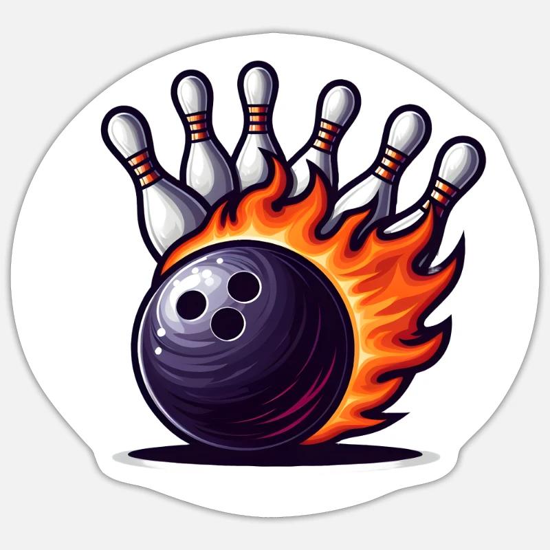 Boule de bowling en feu Sticker taille S (10 x 10 cm)