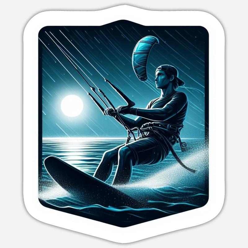 Kitesurf - Sticker taille S (10 x 10 cm) - blanc mat