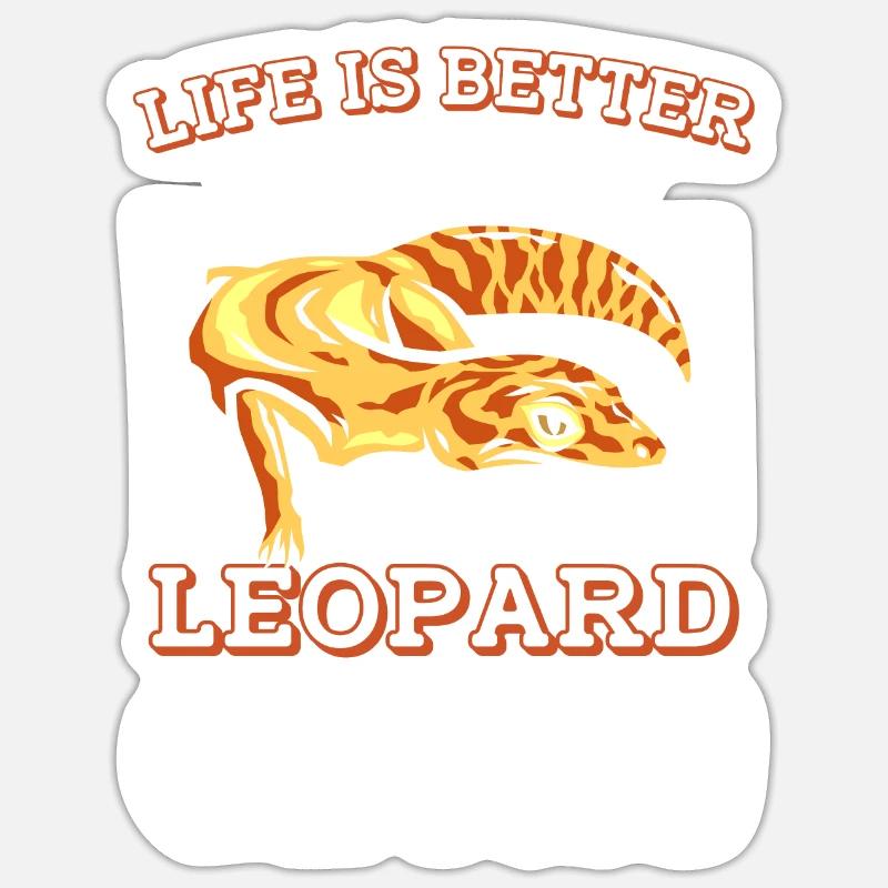 Das Leben ist besser mit einer Leopardgecko-Eidechse Sticker Größe S (10 x 10 cm)
