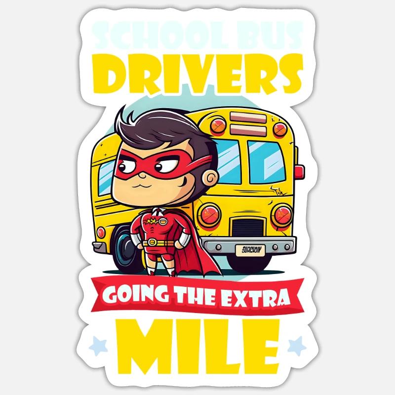Bus Driver Going The Mile - Sticker size S (10 x 10 cm) - white matte
