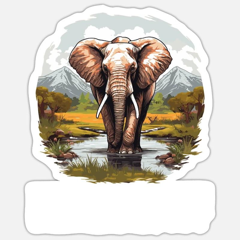 Éléphant Éléphant - Sticker taille S (10 x 10 cm) - blanc mat