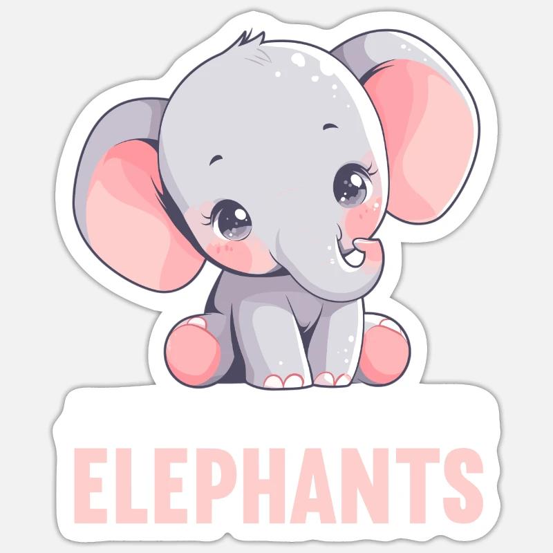 Éléphant Éléphant - Sticker taille S (10 x 10 cm) - blanc mat