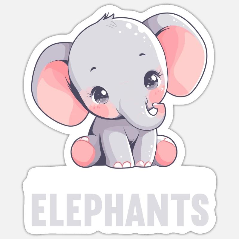Éléphant Éléphant - Sticker taille S (10 x 10 cm) - blanc mat