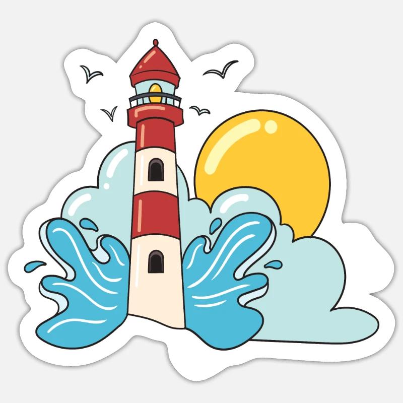 Phare rétro - Sticker taille S (10 x 10 cm) - blanc mat