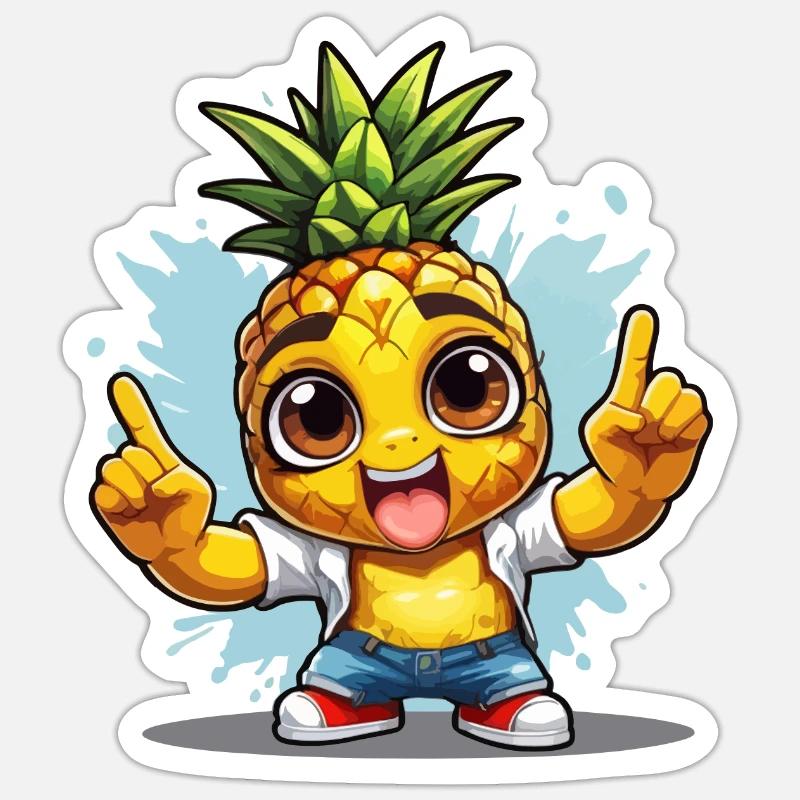 Ananas de bonne humeur - Sticker taille S (10 x 10 cm) - blanc mat