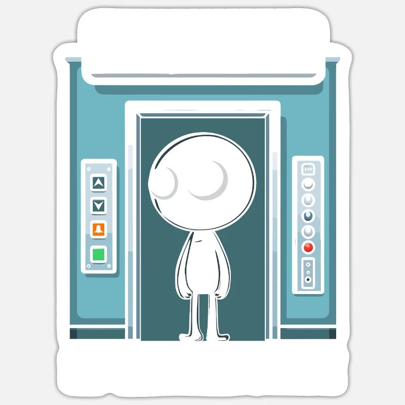 Ascenseur Ascenseur - Sticker taille S (10 x 10 cm) - blanc mat