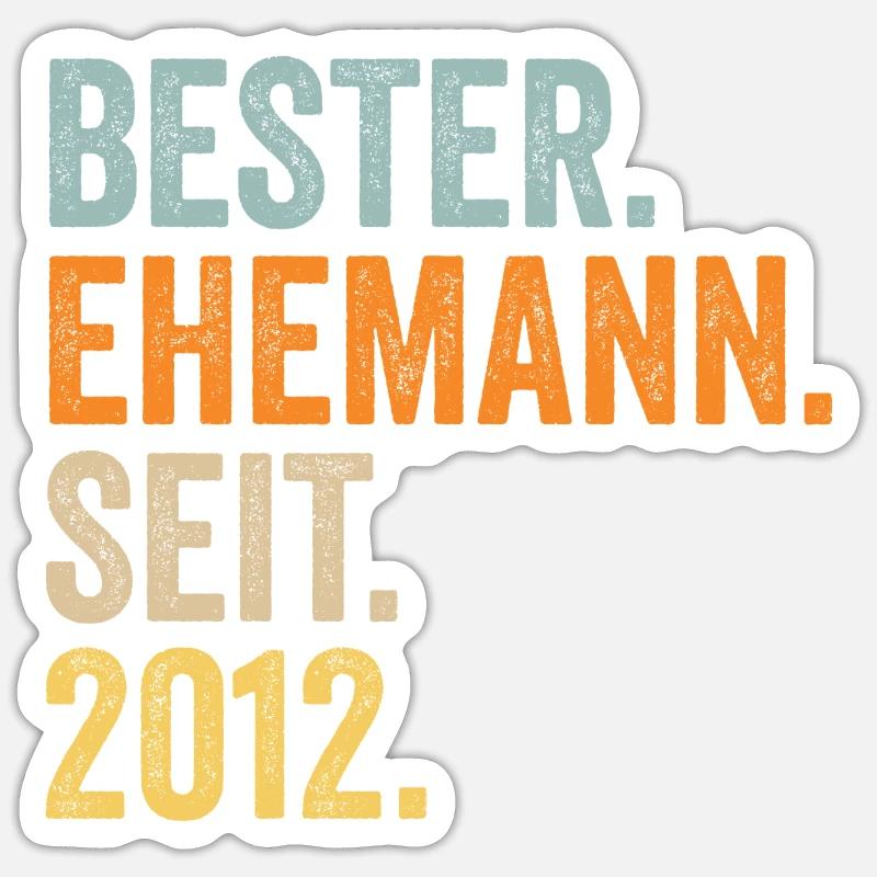 Valentinstag Bester Ehemann Seit 2012 Sticker Größe S (10 x 10 cm)