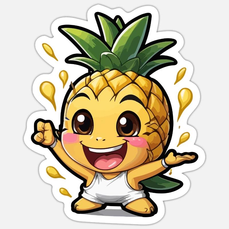 Drôle de bébé ananas - Sticker taille S (10 x 10 cm) - blanc mat