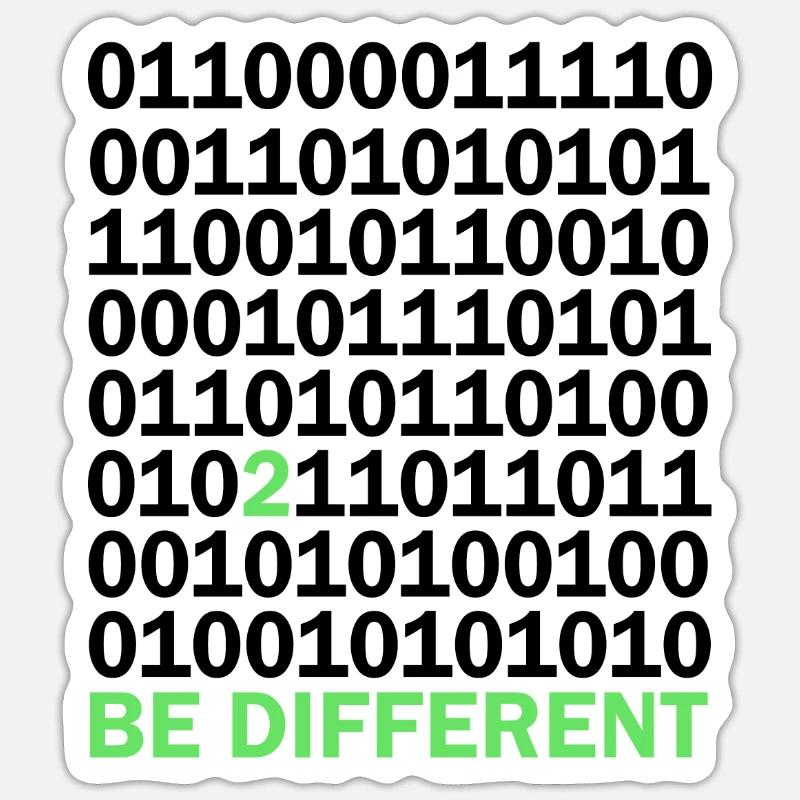 Be Different Binärcode Nerd Geschenk - Sticker Größe S (10 x 10 cm) - Mattweiß