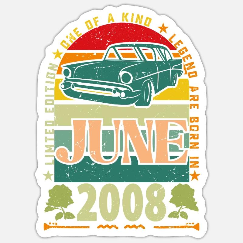 Geburtstagsgeschenk Juni 2008. Juni 2008 Juni 2008 - Sticker Größe S (10 x 10 cm) - Mattweiß