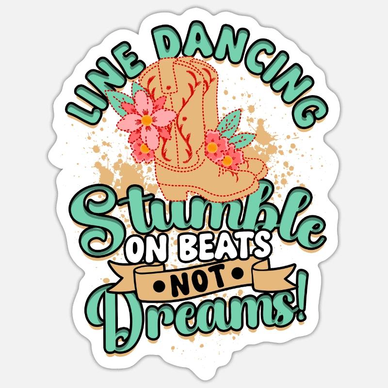 Danse en ligne - Sticker taille S (10 x 10 cm) - blanc mat