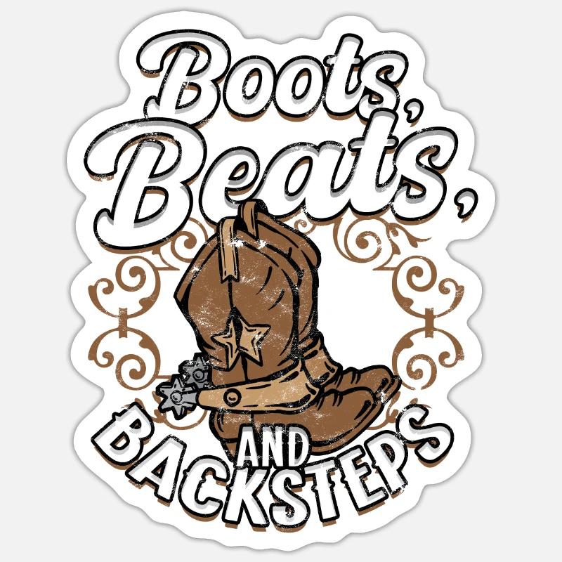 Line Dance Boots, Beats And Backsteps Sticker Größe S (10 x 10 cm)