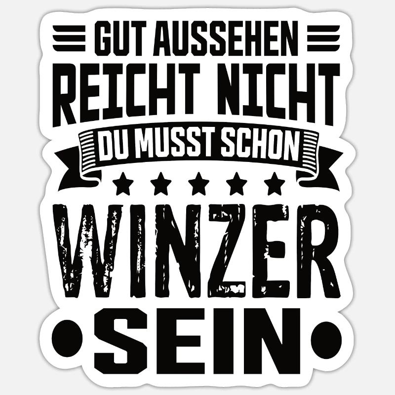 Vigneron - Sticker taille S (10 x 10 cm) - blanc mat