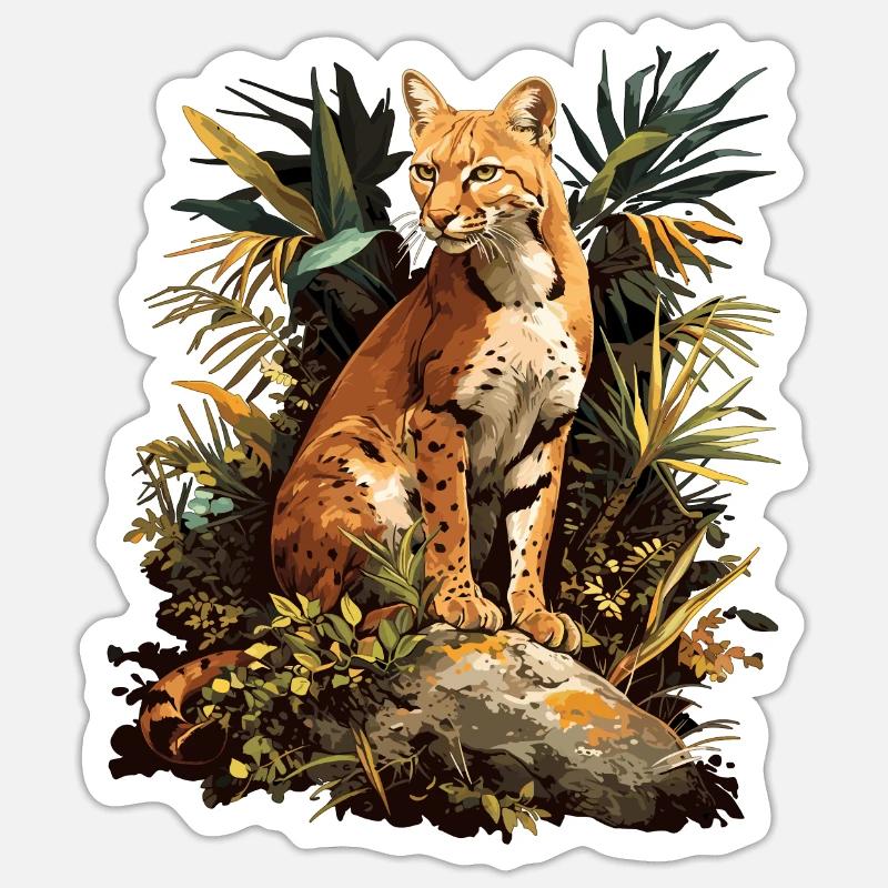 Chats dorés Chat doré - Sticker taille S (10 x 10 cm) - blanc mat