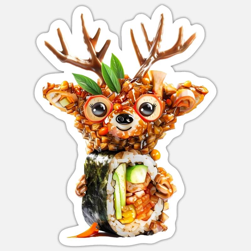 Gimbap cerf - Sticker taille S (10 x 10 cm) - blanc mat